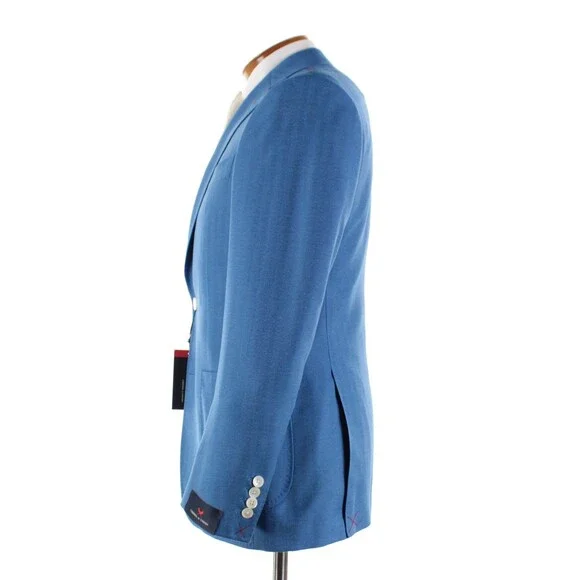 Cardinal of Canada NWT Wool / Silk Sport Coat Size 38R US In Blue Herringbone